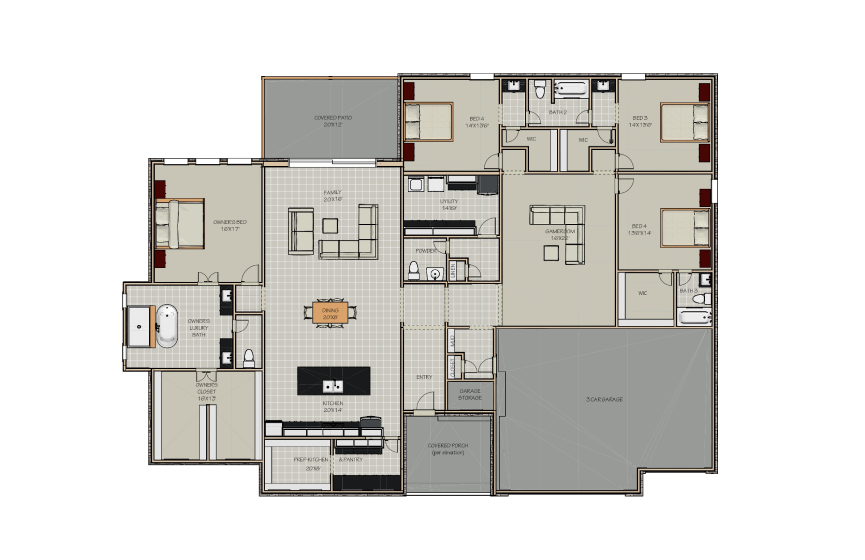 A floor plan of a two bedroom apartment.
