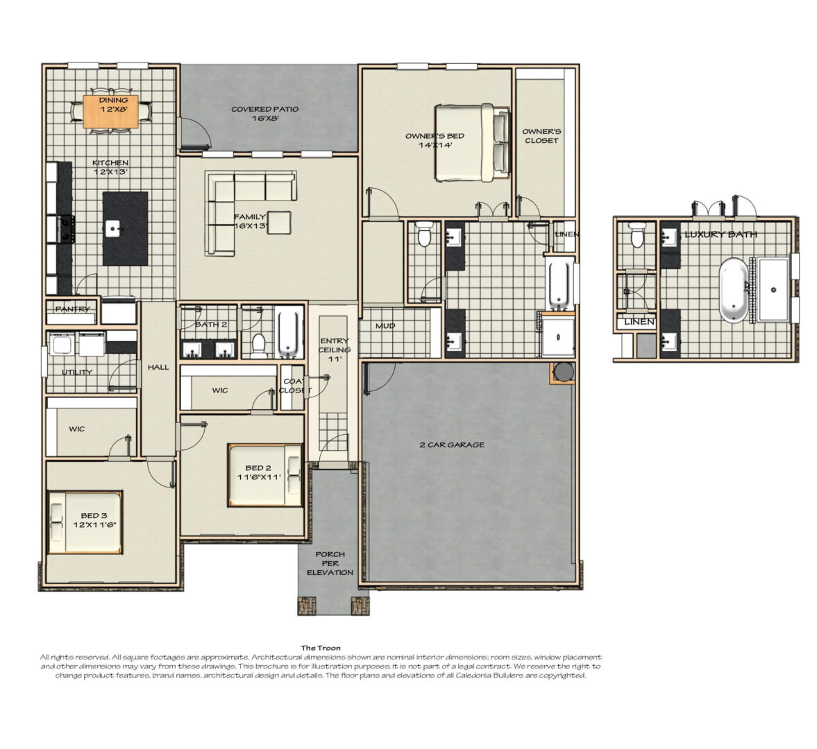 A floor plan for a two bedroom apartment.